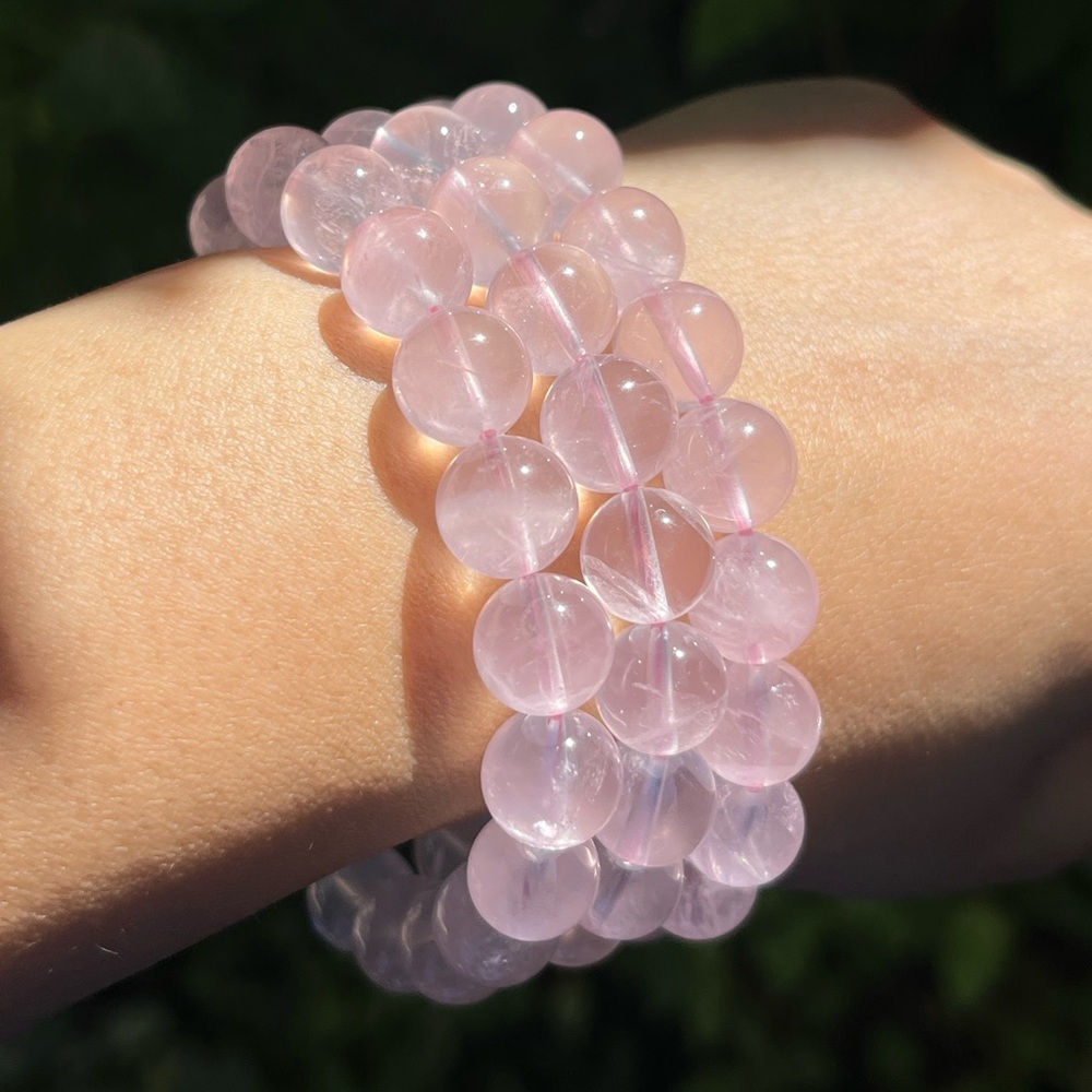 10.5mm stretchableâ high quality rose quartz bracelet